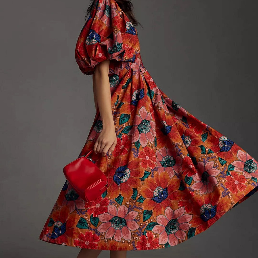 FARM Rio Vibrant Floral Maxi Dress - Red and Green
